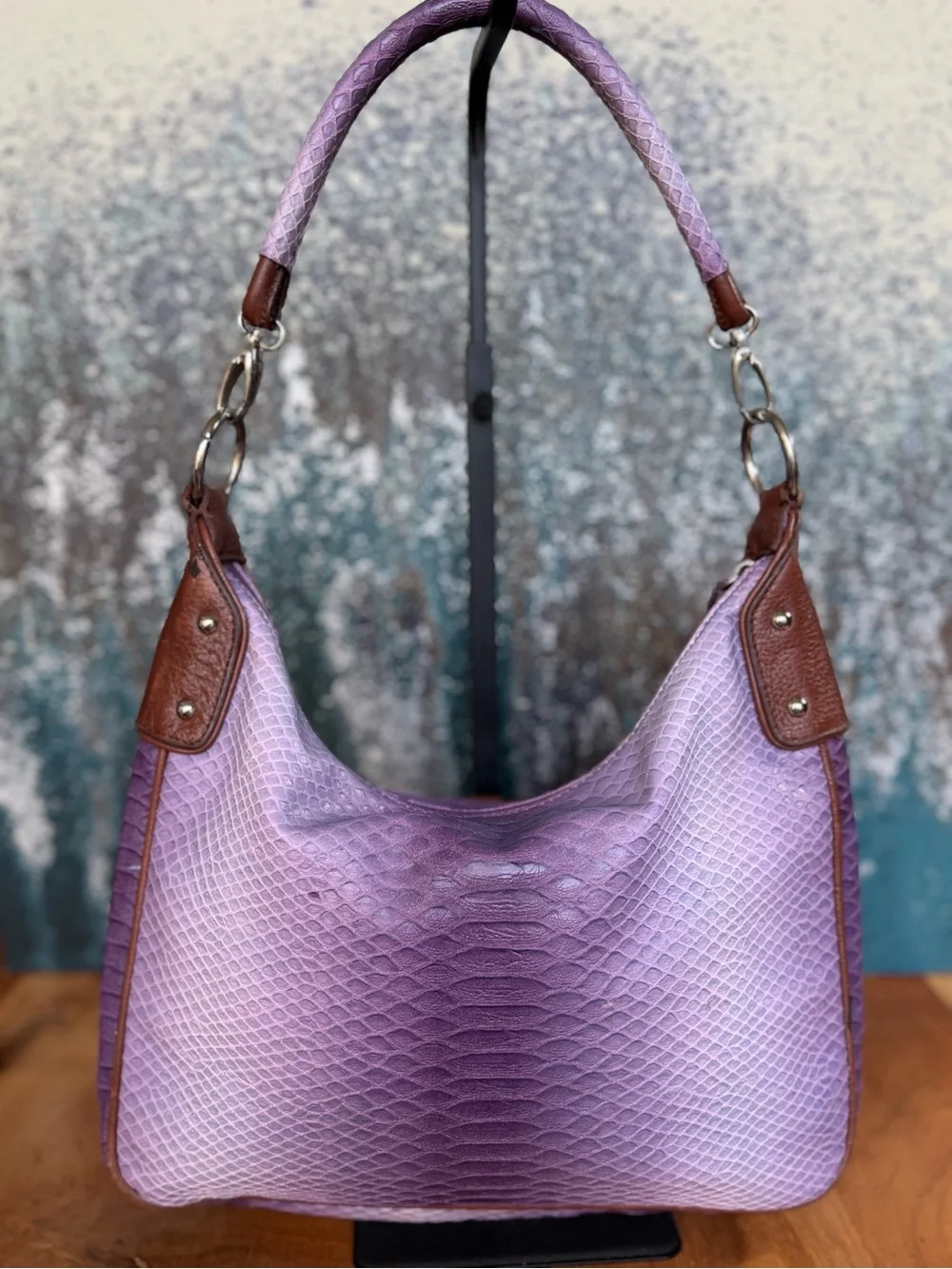 Sharif Studio Vintage Y2K Boho Ombre Python Embossed Leather‎ Hobo Bag GUC